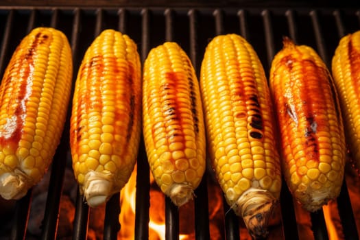 Grilled corns on the hot stove.