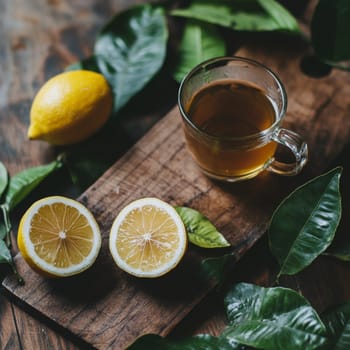 Cold Cure: Hot Tea with Lemon. High quality photo