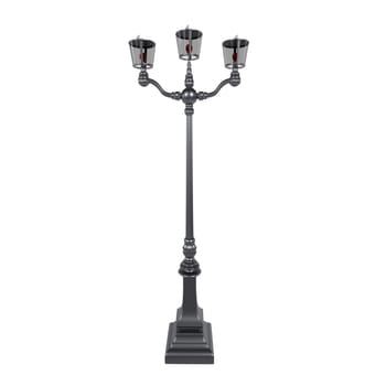 A stylish three-bulb floor lamp stands gracefully in a contemporary room.
