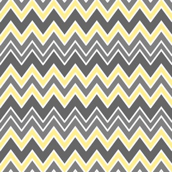 Abstract seamless background illustration with zigzag lines forming geometric ornament in yellow and gray colors