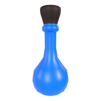 A blue laboratory flask stands upright on a simple white background, showcasing its design.