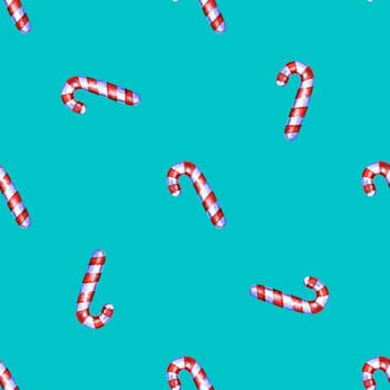Christmas seamless pattern with cane lollipop.