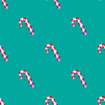 Christmas seamless pattern with cane lollipop.