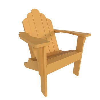 A yellow Adirondack chair is showcased, highlighting its simple design and craftsmanship.
