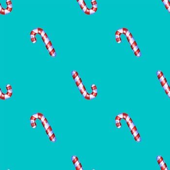 Christmas seamless pattern with cane lollipop.