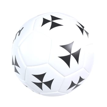 This digital artwork features a unique soccer ball design with black shapes.
