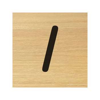 A forward slash sign wood block and on white with clipping path