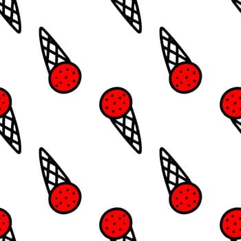 Seamless pattern with various ice cream in the cone. ice cream pattern