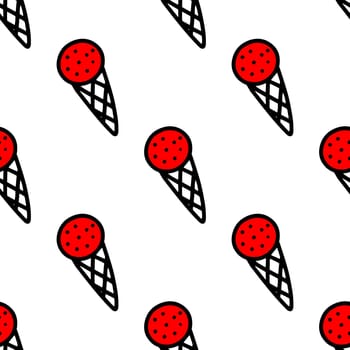 Seamless pattern with various ice cream in the cone. ice cream pattern