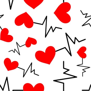 Seamless background with heartbeat symbol illustration