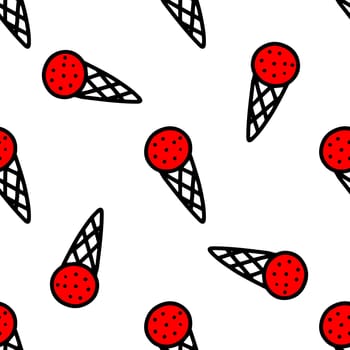 Seamless pattern with various ice cream in the cone. ice cream pattern
