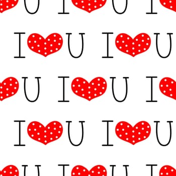 I love you seamless background illustration. Design for Valentines Day, Greeting Cards