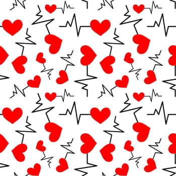 Seamless background with heartbeat symbol illustration