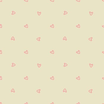 Seamless pattern with pink hearts on a beige background