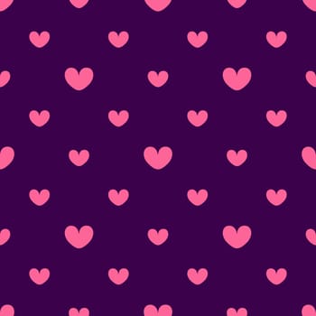 Pink hearts on a dark background. seamless pattern