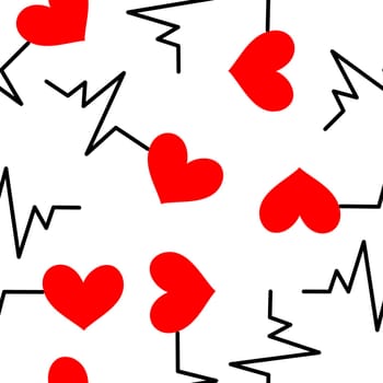 Seamless background with heartbeat symbol illustration