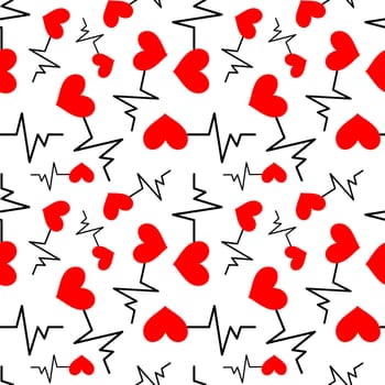 Seamless background with heartbeat symbol illustration