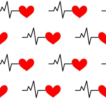 Seamless background with heartbeat symbol illustration