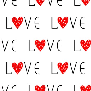 Seamless background with Love and Hearts. Valentine pattern illustration