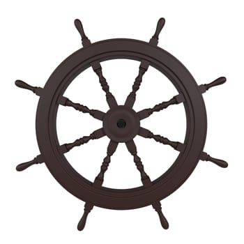 The wooden ship\'s wheel is designed with a classic nautical style, emphasizing craftsmanship.