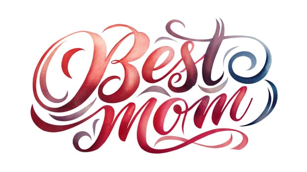 Mother's Day greeting card. Best mom handwritten lettering. Hand drawn illustration. Postcard design. Ai generated image