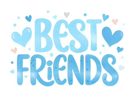 Best friends watercolor blue text on white background. Ai generated image