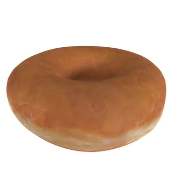 A realistic 3D rendering of a smooth, glazed donut showcasing its round shape.