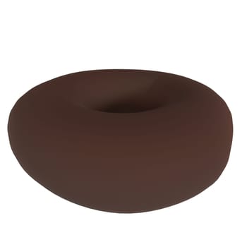 A detailed representation of a chocolate donut with a smooth surface sitting on white.