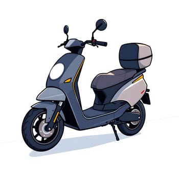 This scene features a modern electric scooter parked quietly, showcasing its sleek design and storage compartment. The minimalist background highlights the scooter's features effectively.