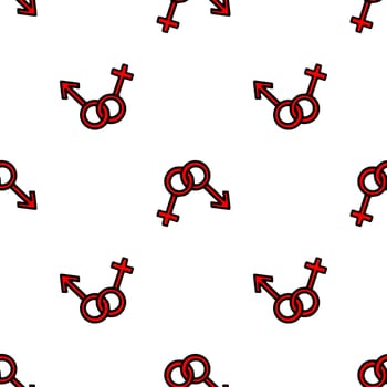 Seamless pattern with red gender symbols. High quality illustration
