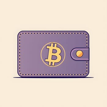 The digital wallet features a purple design adorned with a Bitcoin symbol, showcasing its functionality for cryptocurrency storage and transactions in a sleek format.
