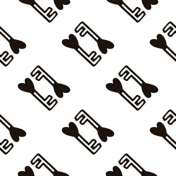 Seamless pattern with a heart-shaped key illustration. High quality illustration