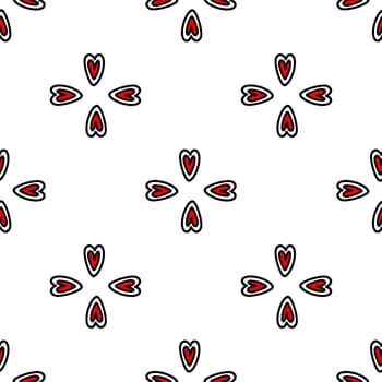 seamless pattern of Red hearts illustration. Design for Valentines Day, textiles, wrappers, paper