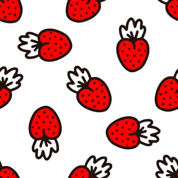 Seamless pattern with strawberries on a white background illustration