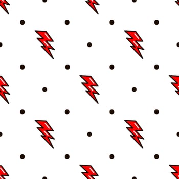 Lightning seamless pattern. Red Lightning in the old school style illustration