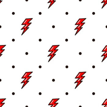 Lightning seamless pattern. Red Lightning in the old school style illustration