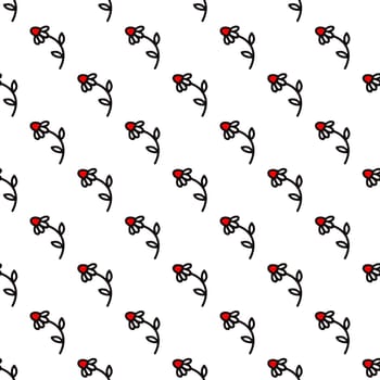 Linear pattern with roses in doodle style. High quality illustration