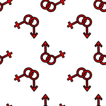 Seamless pattern with red gender symbols. High quality illustration