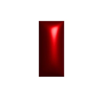 Red shiny metal shiny reflective letter I 3D illustration