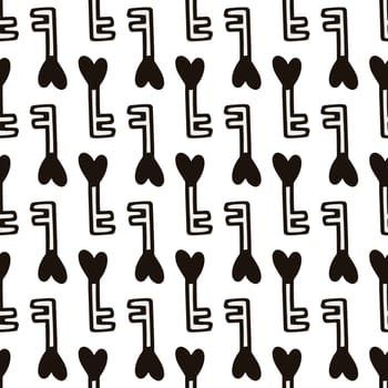 Seamless pattern with a heart-shaped key illustration . Design for Valentines Day
