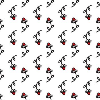 Linear pattern with roses in doodle style. High quality illustration