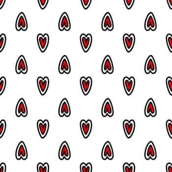 seamless pattern of Red hearts illustration. Design for Valentines Day, textiles, wrappers, paper