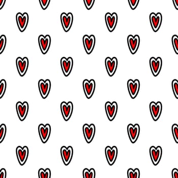 seamless pattern of Red hearts illustration. Design for Valentines Day, textiles, wrappers, paper