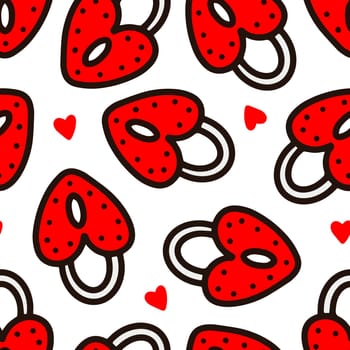 Seamless pattern with red locks and hearts illustration. Valentines day pattern