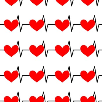 Seamless background with heartbeat symbol illustration