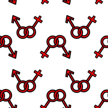 Seamless pattern with red gender symbols. High quality illustration