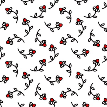 Seamless Linear Pattern With Red Roses. High quality illustration