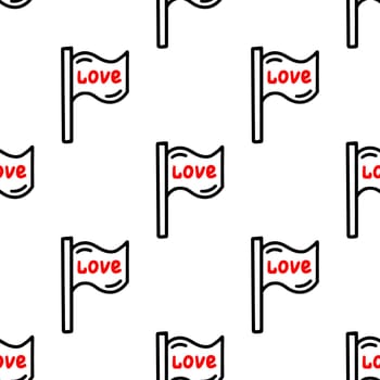 Seamless pattern with love flag illustration in doodle style