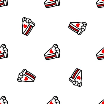 Seamless pattern with Cupcakes with hearts illustration. Design for Valentines Day