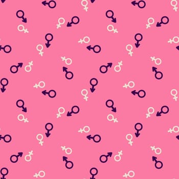 The gender symbols for man and woman seamless pattern illustration in flat style. Design for Valentines Day, textiles, paper